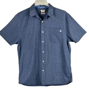 Volcom Men's Short Sleeve Button Up Shirt Classic Fit Size Medium Blue Woven‎